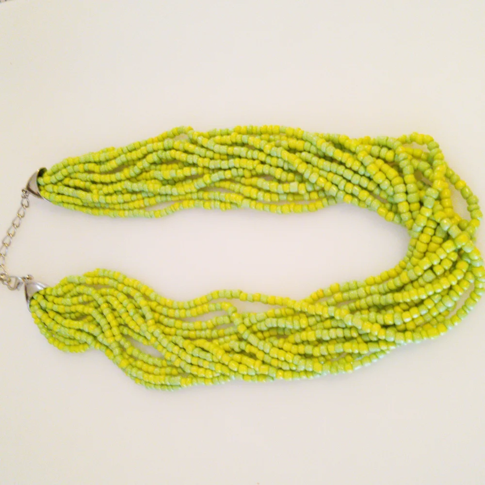 Vibrant Green and Blue Multi-Strand Necklace